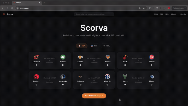 Scorva homepage walkthrough